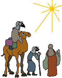 Trzej Królowie patrzą na piękną słoneczną gwiazdę